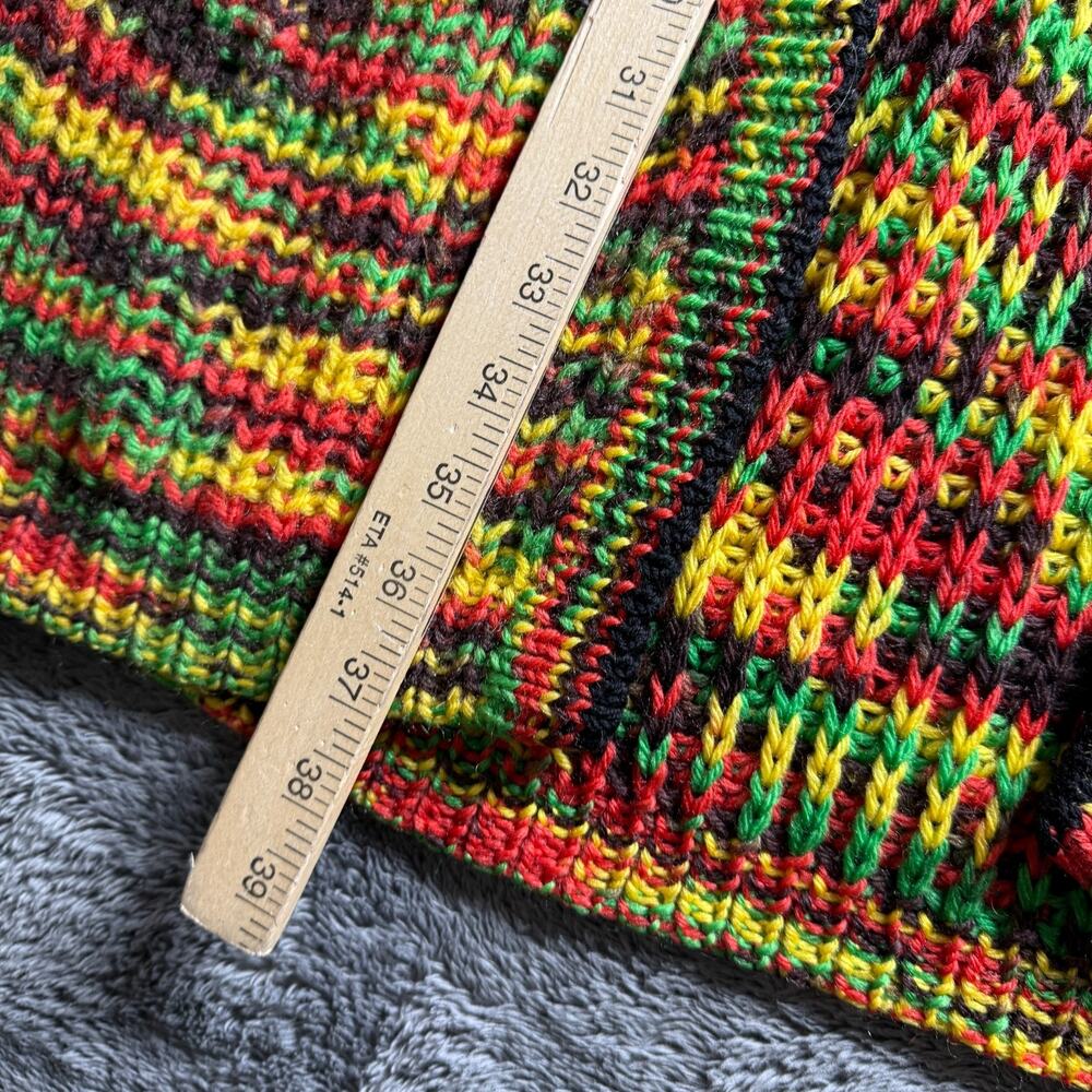 Handmade Crochet Long Cardigan Vest Rasta Boho Festival Open Front Pockets - Picture 7 of 7